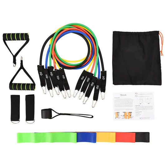 17-Piece Latex Resistance Bands Set for Crossfit, Yoga, and Fitness - PowerFuelHQ