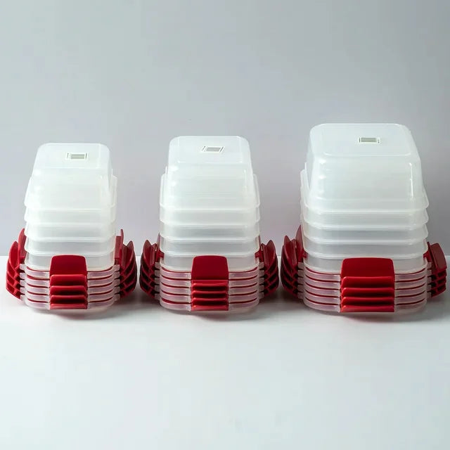 5 Pack Stackable Food Storage Containers Airtight & Leakproof Set Snap Lock Lids - PowerFuelHQ