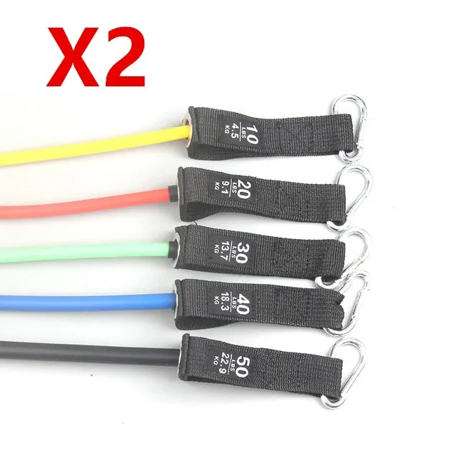 17-Piece Latex Resistance Bands Set for Crossfit, Yoga, and Fitness - PowerFuelHQ