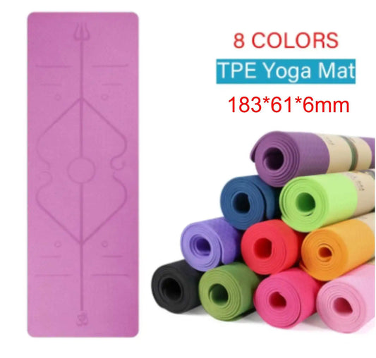 Non-Slip Yoga Mat With Position Line - PowerFuelHQ