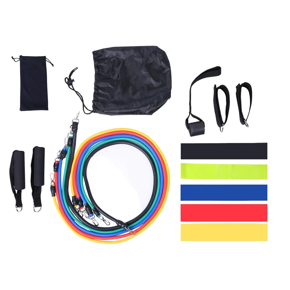 17-Piece Latex Resistance Bands Set for Crossfit, Yoga, and Fitness - PowerFuelHQ